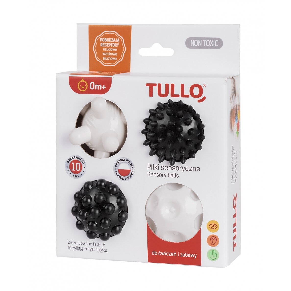 Kamuoliukai sensoriniam vystymui Tullo, juoda- balta, 4 vnt.