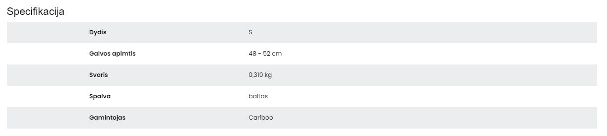 Šalmas Cariboo S (baltas)