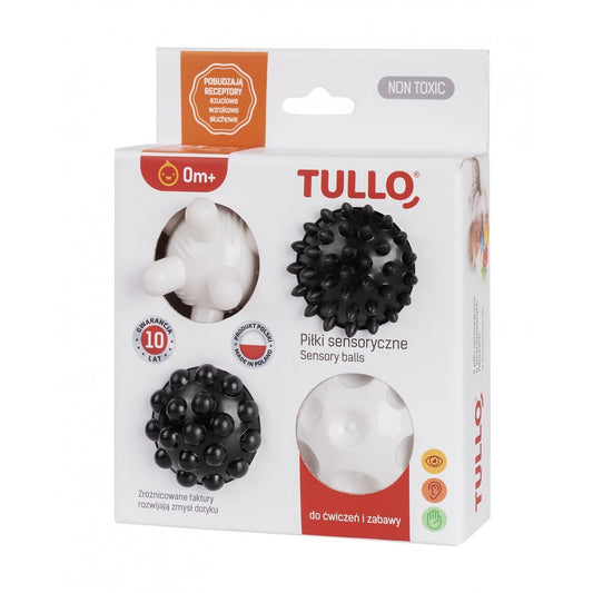 Kamuoliukai sensoriniam vystymui Tullo, juoda- balta, 4 vnt.